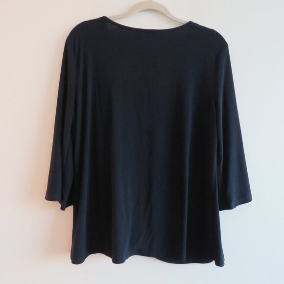JOSEPH RIBKOFF Knot Hem Stretch Top in Navy Office Minimalist Comfort Size US 10 - Picture 10 of 13